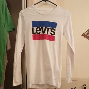 Levi's White Long Sleeve Tee with‎ Iconic Logo . Boys 14/16